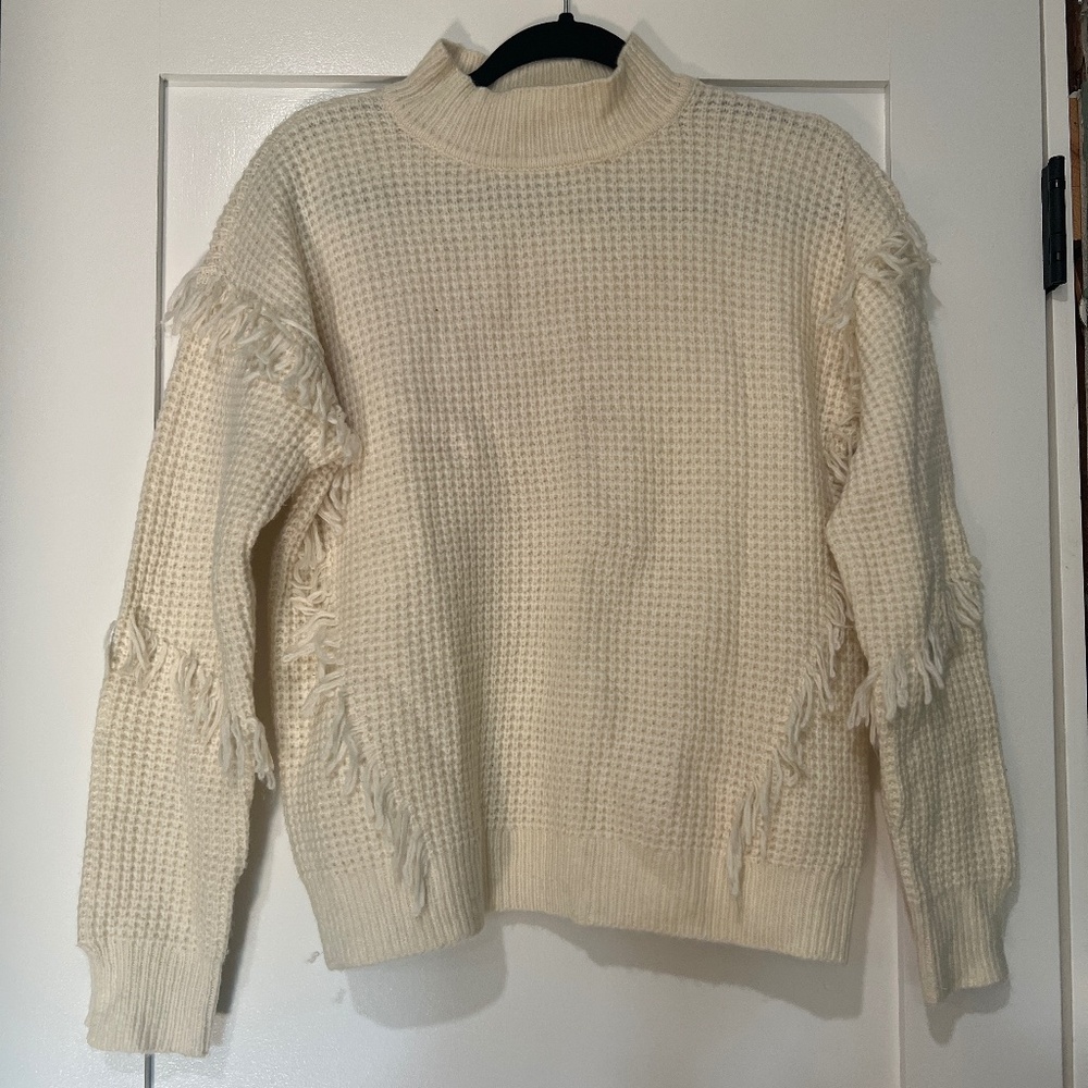 Cream frayed sweater